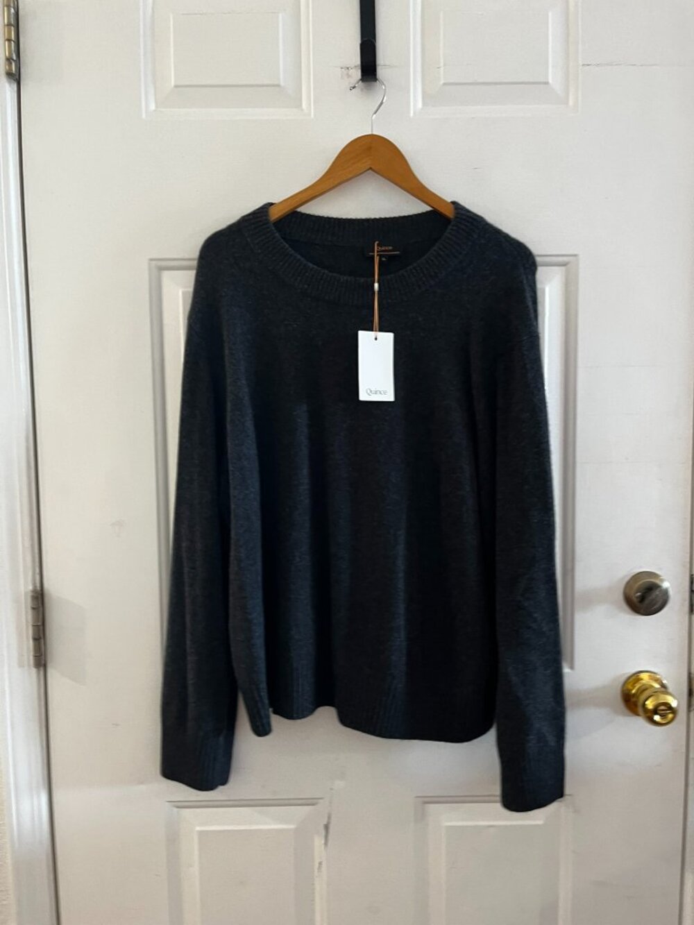 Quince Charcoal 100% Mongolian Cashmere Oversized Crewneck Sweater Sz